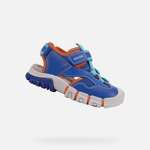Sandales Geox Sandal Dynomix Garcon Bleu Royal Orange | JFBHZQ637
