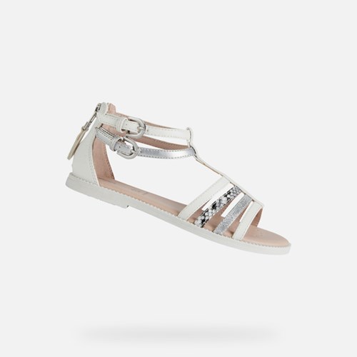 Sandales Geox Sandal Karly Fille Blanche Argent | HIRKNL539