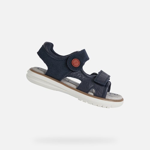 Sandales Geox Sandal Maratea Garcon Bleu Marine Rouge Foncé | PIDJLR217