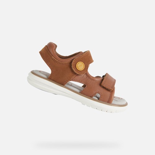 Sandales Geox Sandal Maratea Garcon Marron Jaune Foncé | SCTEAH542