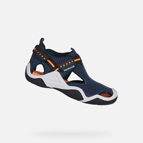Sandales Geox Wader Garcon Bleu Marine Orange | GKSZBE092